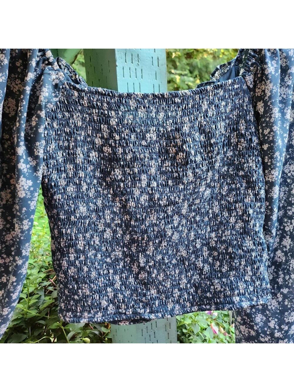 ASTR the Label Floral Print Long Sleeve Tie Front Blouse Top, Size L - Picture 6 of 9